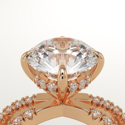 Round Cut Hidden Halo & Criss Cross Pave Lab-Grown Diamond Engagement Ring