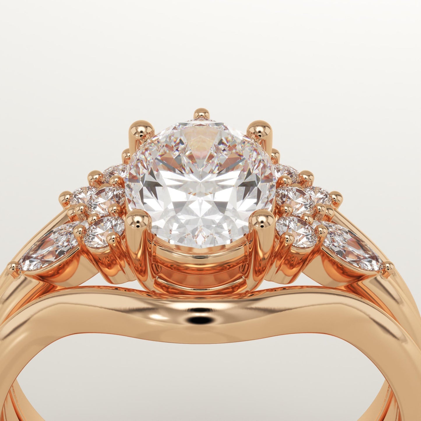 Oval Cut Cluster Lab-Grown Diamond Bridal Set
