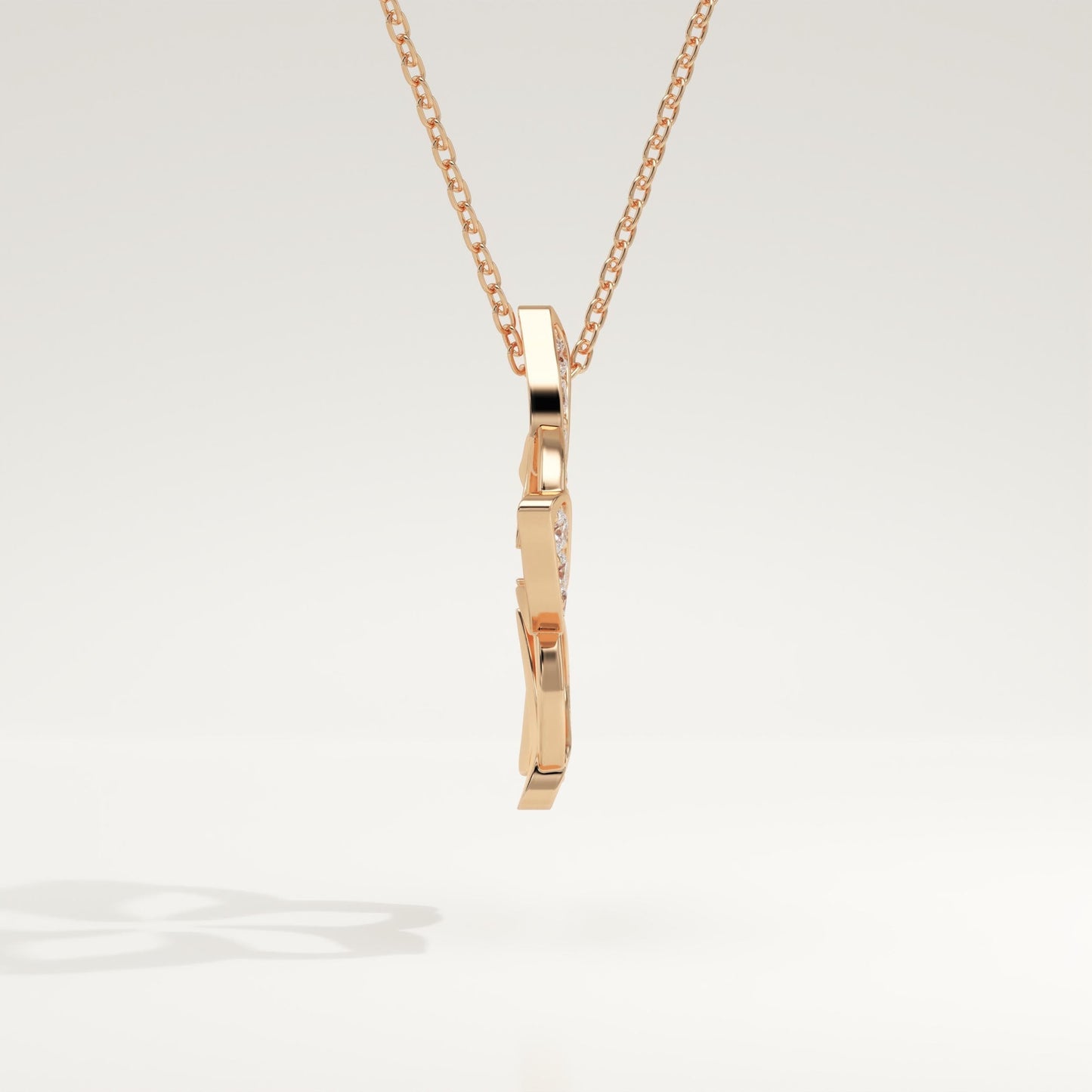 0.23 TCW Round Lab-Grown Diamond Flower Charm Necklace