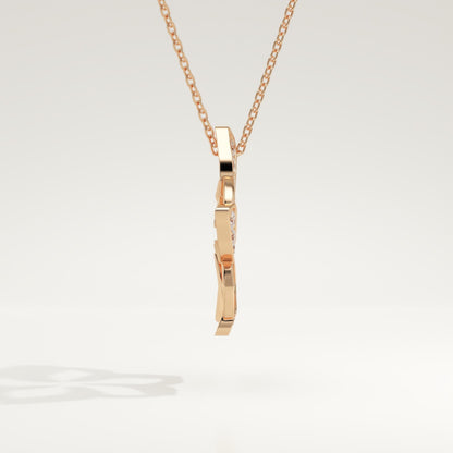 0.23 TCW Round Lab-Grown Diamond Flower Charm Necklace