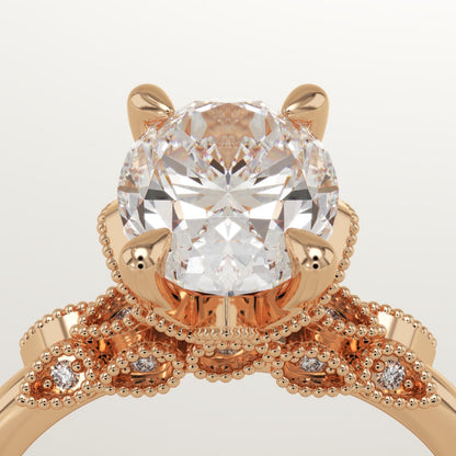 Oval Cut Cluster Lab-Grown Diamond Engagement Ring
