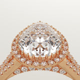 2.0 CT Pear Cut Halo & Pave Lab-Grown Diamond Engagement Ring