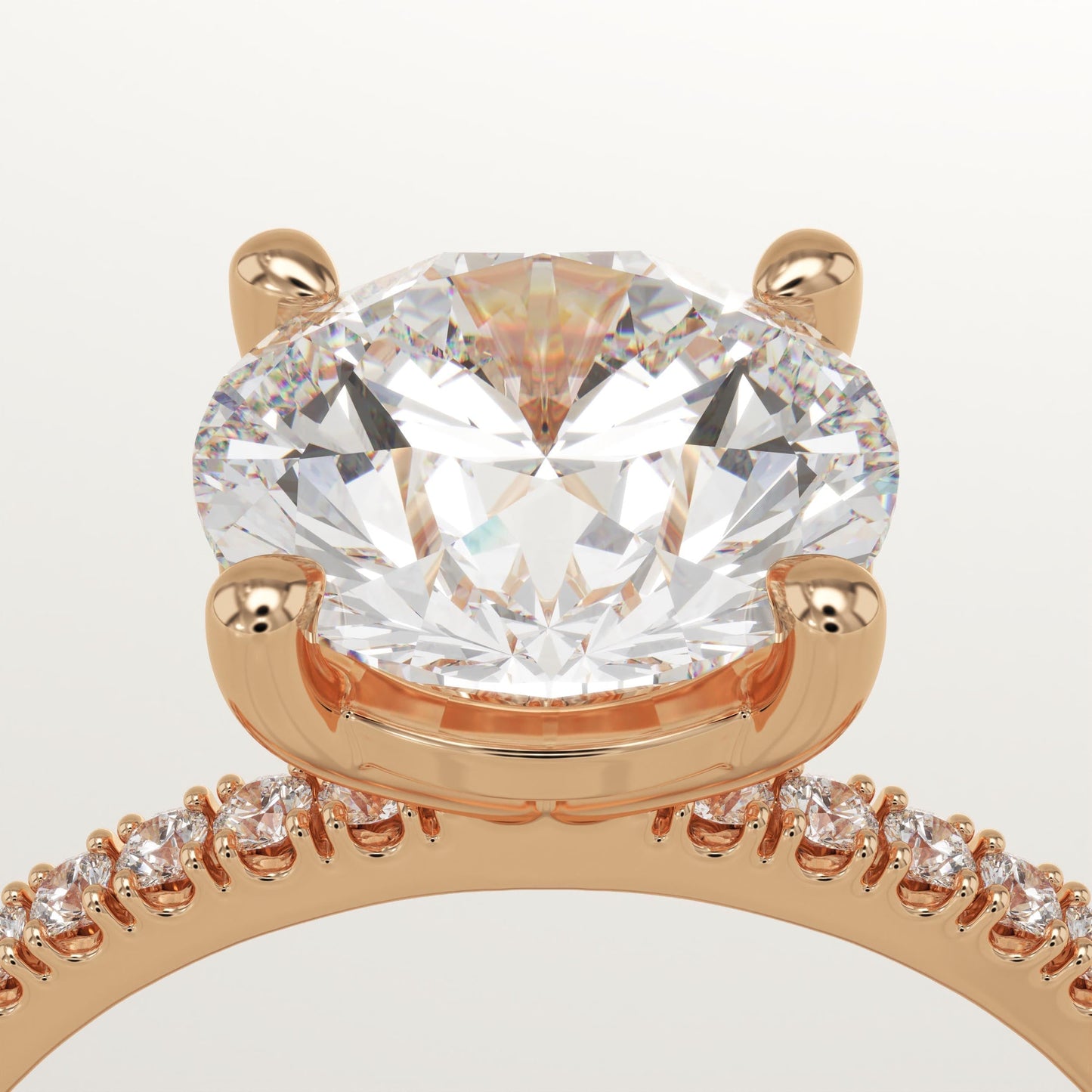 Round Cut Pave Lab-Grown Diamond Engagement Ring