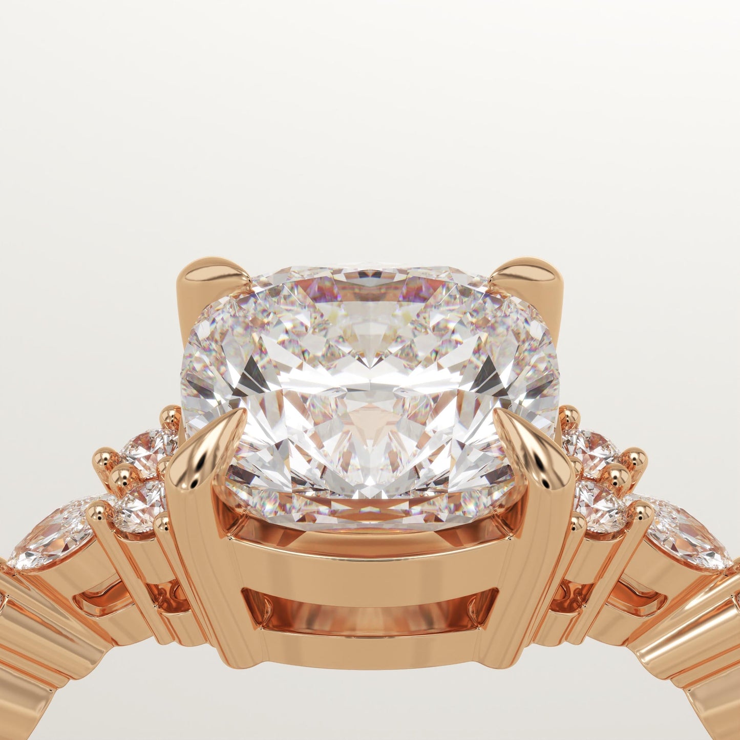 Cushion Cut Cluster Lab-Grown Diamond Engagement Ring