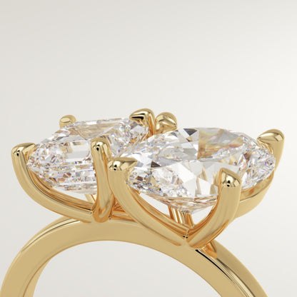 3.75 TCW Asscher & Oval Cut Toi Et Moi Lab-Grown Diamond Engagement Ring