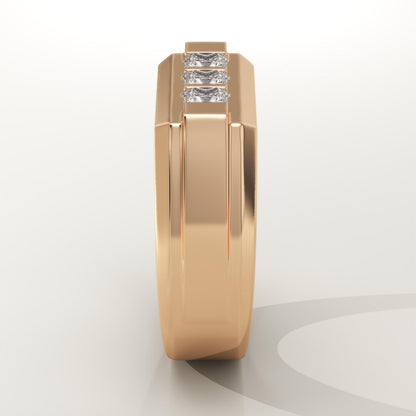 0.536 TCW Princess Lab-Grown Diamond Channel Setting Wedding Band For Men