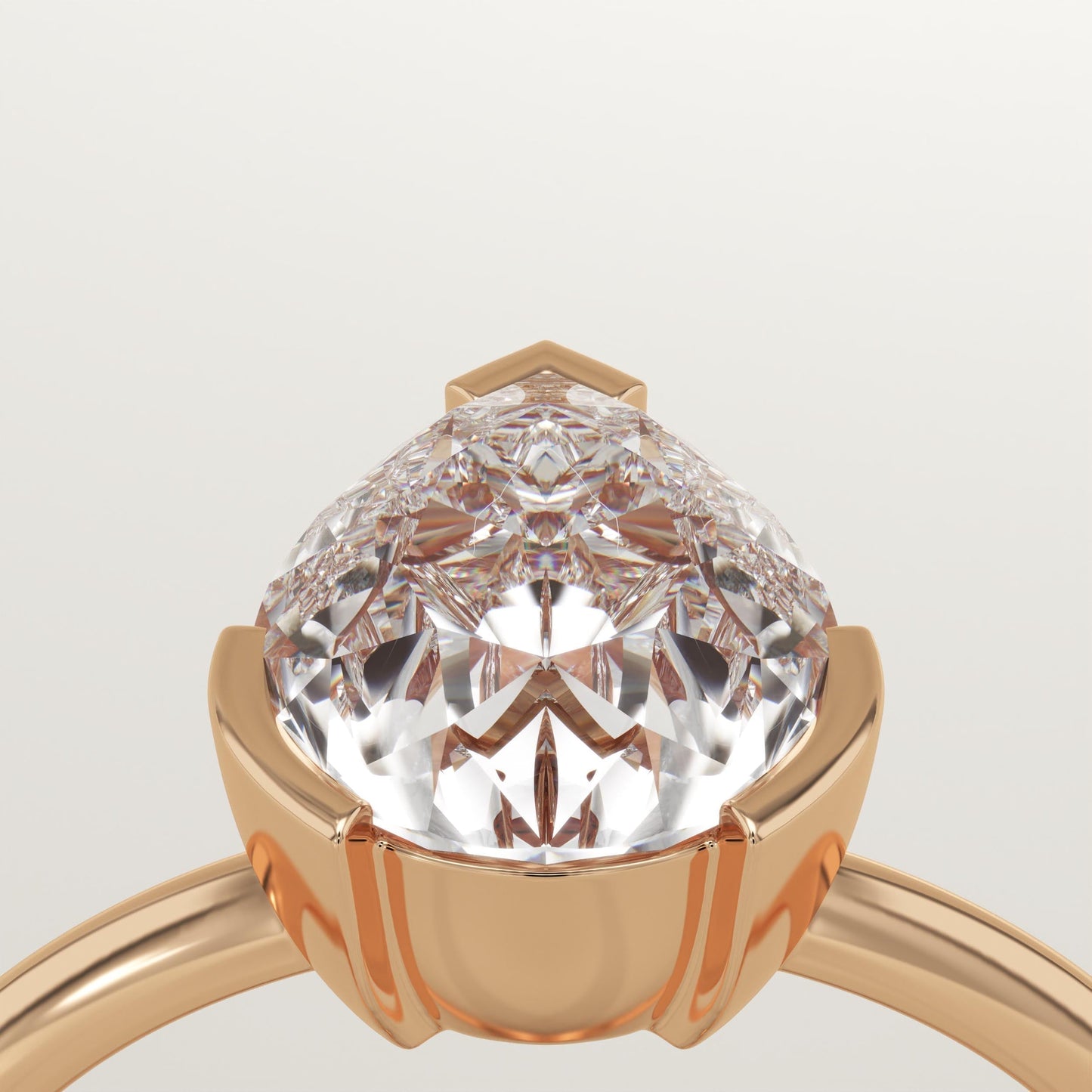 Pear Cut Half Bezel Lab-Grown Diamond Engagement Ring