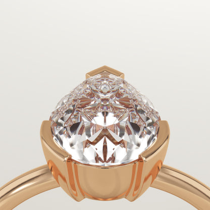 Pear Cut Half Bezel Lab-Grown Diamond Engagement Ring
