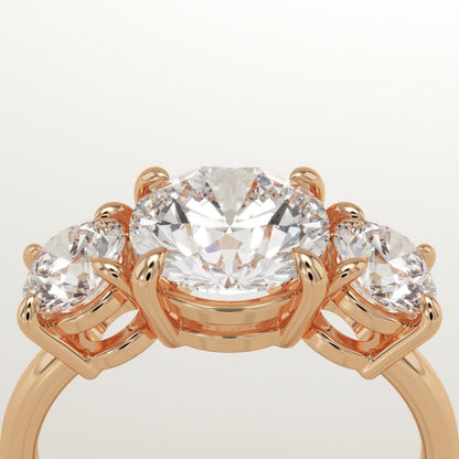 2 CT Round Cut Three Stone Moissanite Engagement Ring