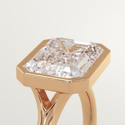 2 CT East West Emerald Cut Bezel Moissanite Engagement Ring