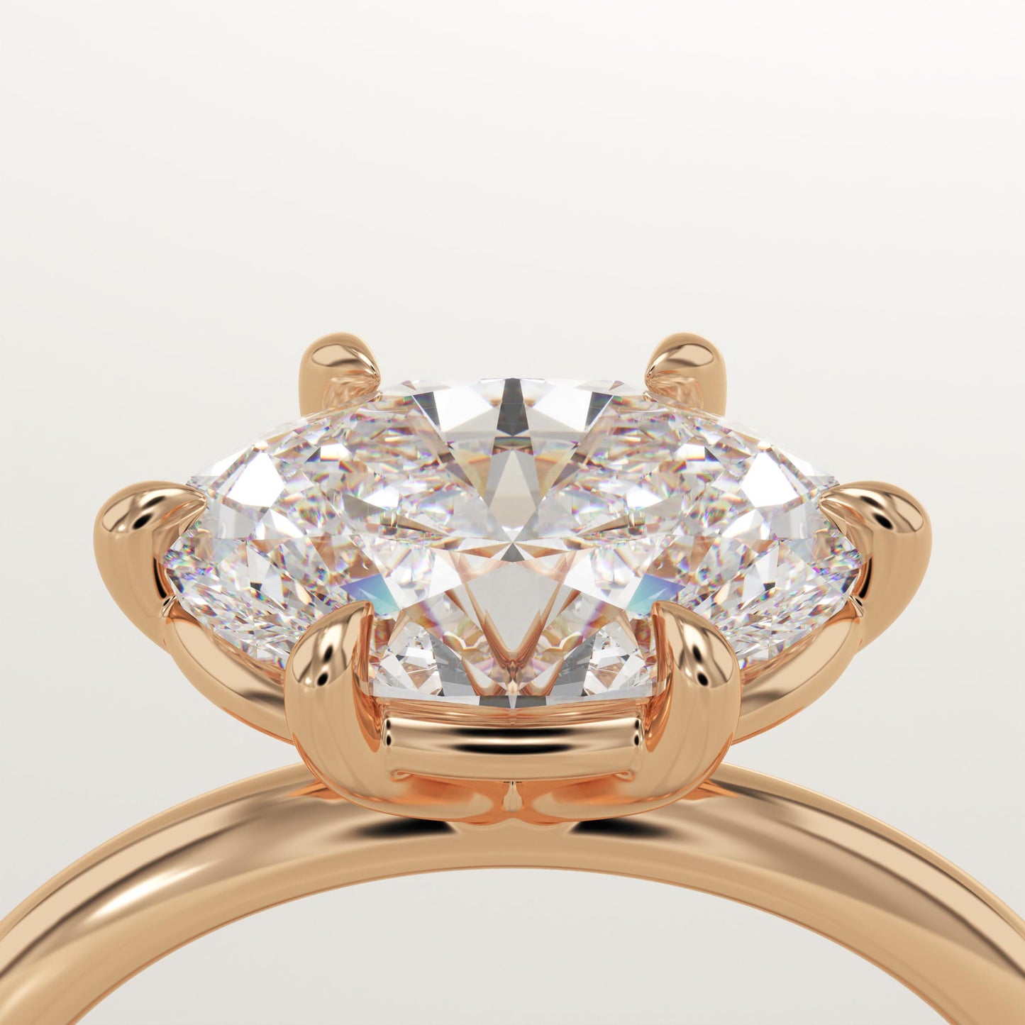 East West Oval Cut Solitaire Lab-Grown Diamond Engagement Ring