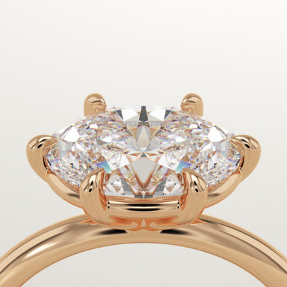 East West Oval Cut Solitaire Lab-Grown Diamond Engagement Ring