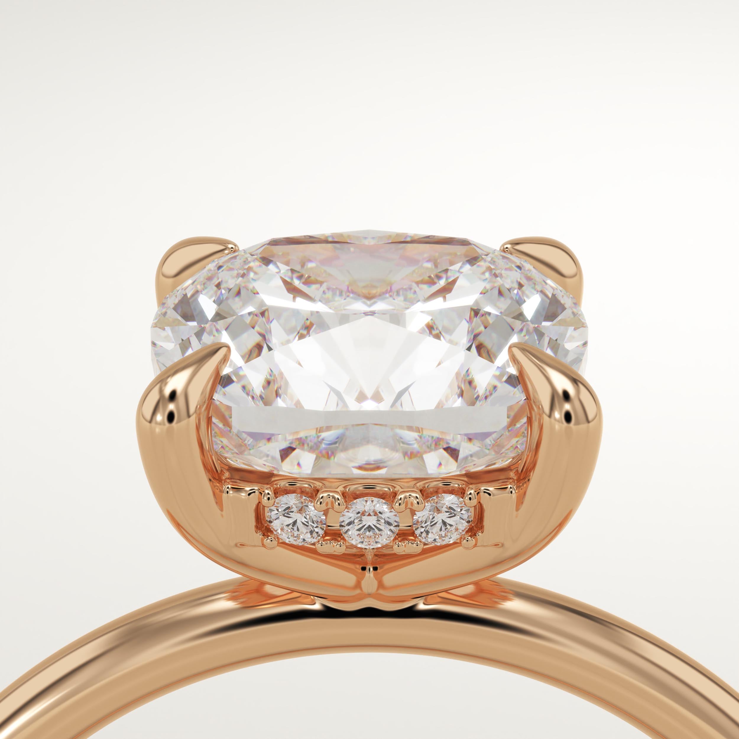 2.0 CT Cushion Cut Hidden Halo Lab-Grown Diamond Engagement Ring