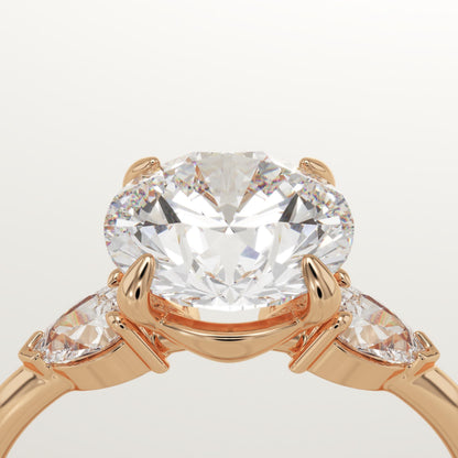 2 CT Round Cut Three Stone Moissanite Engagement Ring