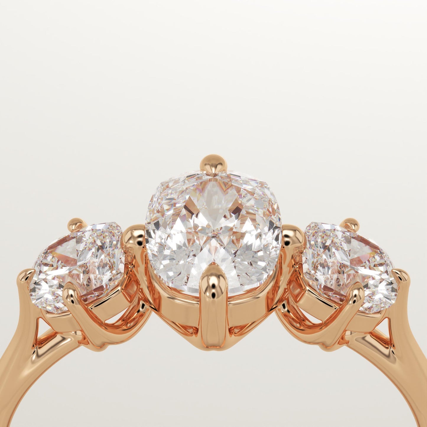 1 CT Elongated Cushion Cut Three Stone Moissanite Engagement Ring