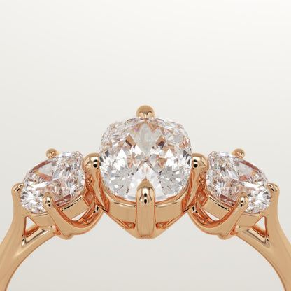 1 CT Elongated Cushion Cut Three Stone Moissanite Engagement Ring