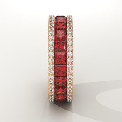 4.52 TCW Princess & Round Shaped January-Garnet Birthstone Wedding Band