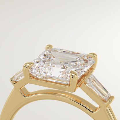 2 CT Asscher Cut Three Stone Moissanite Engagement Ring