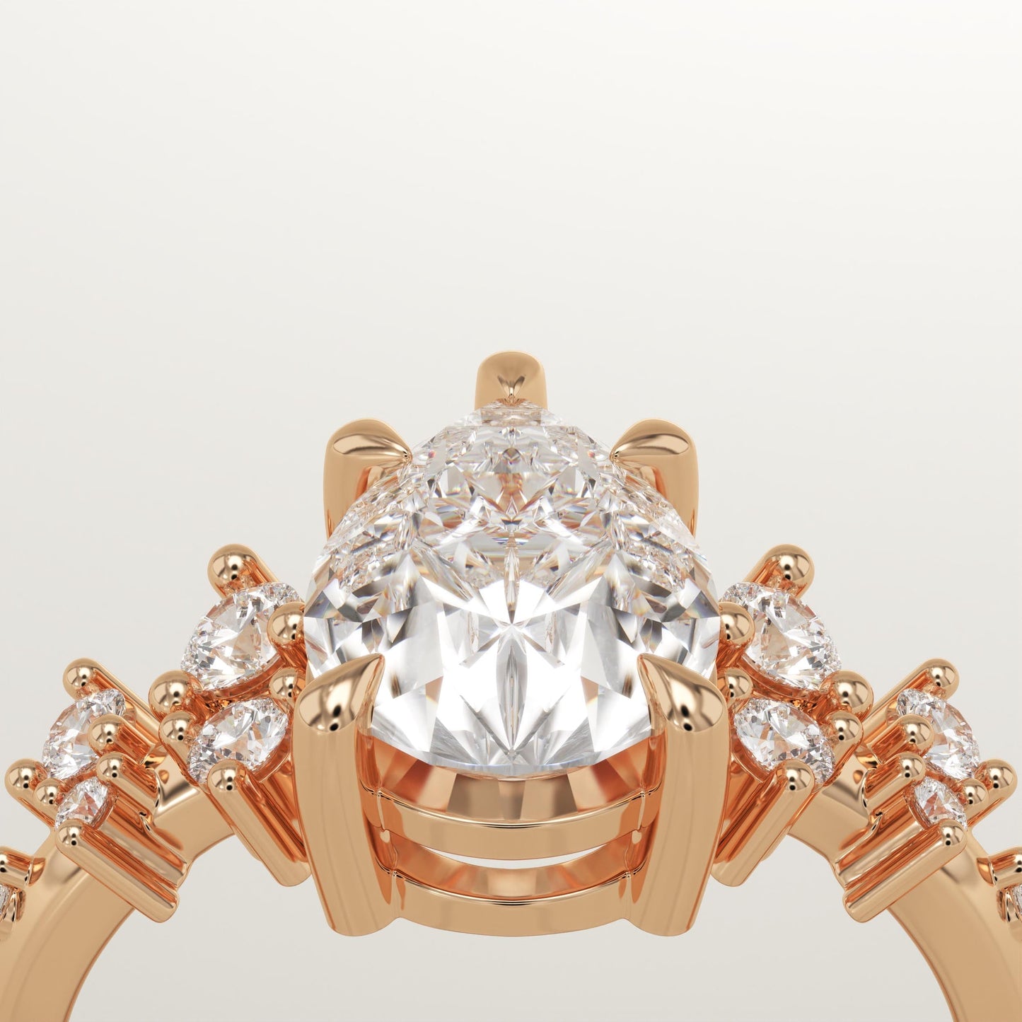 Pear Cut Cluster Lab-Grown Diamond Engagement Ring