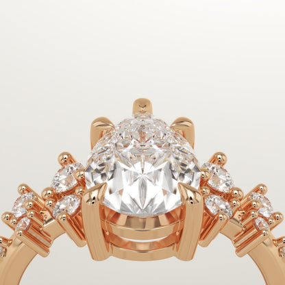 Pear Cut Cluster Lab-Grown Diamond Engagement Ring