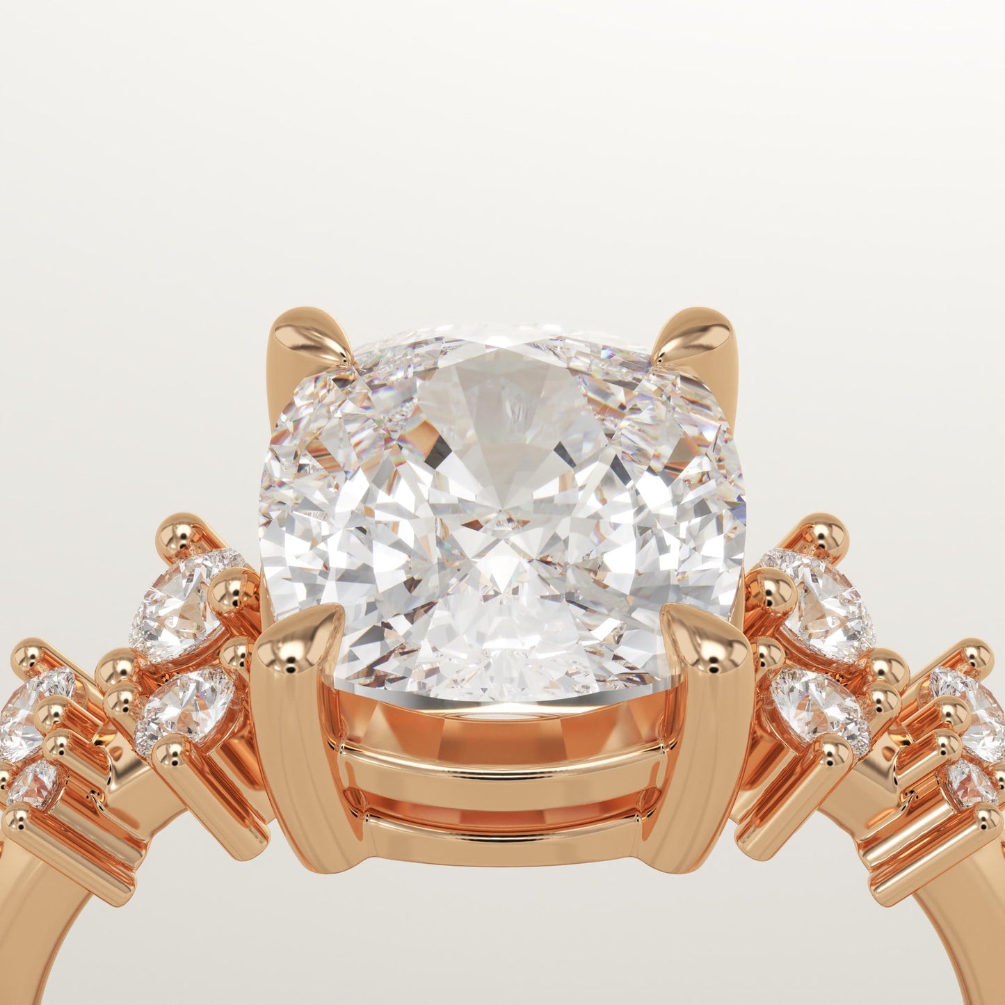 Elongated Cushion Cut Cluster Lab-Grown Diamond Engagement Ring