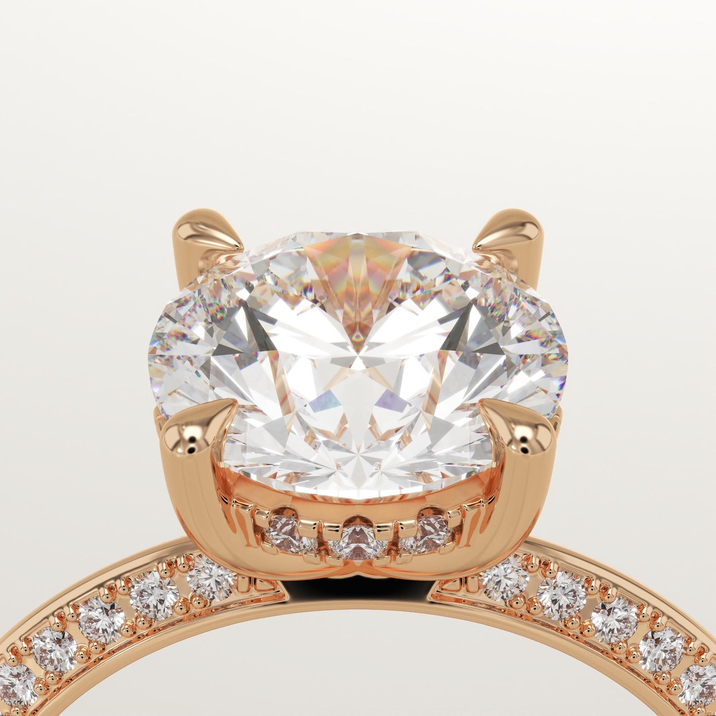 Round Cut Hidden Halo & Pave Lab-Grown Diamond Engagement Ring