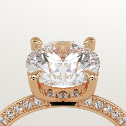 Round Cut Hidden Halo & Pave Lab-Grown Diamond Engagement Ring