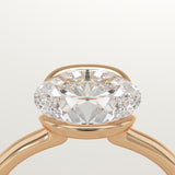 2.0 CT East West Oval Cut Half Bezel Lab-Grown Diamond Engagement Ring