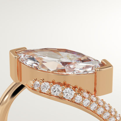 East West Marquise Cut Swirl Pave Lab-Grown Diamond Engagement Ring