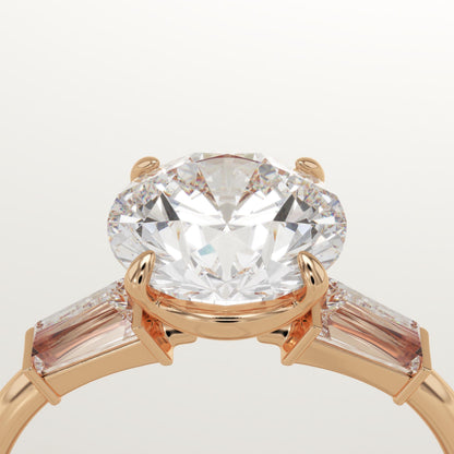 Round Cut Three Stone Lab-Grown Diamond Engagement Ring