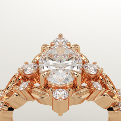 Oval Cut Nature Inspired Lab-Grown Diamond Engagement Ring