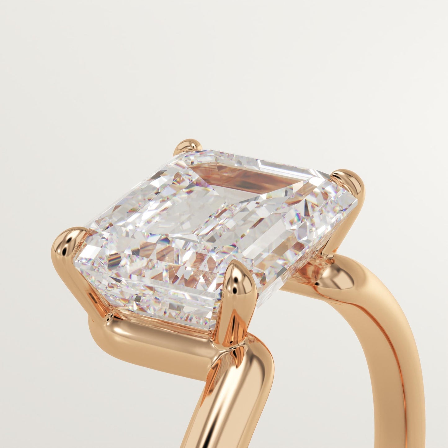 East West Emerald Cut Solitaire Lab-Grown Diamond Engagement Ring