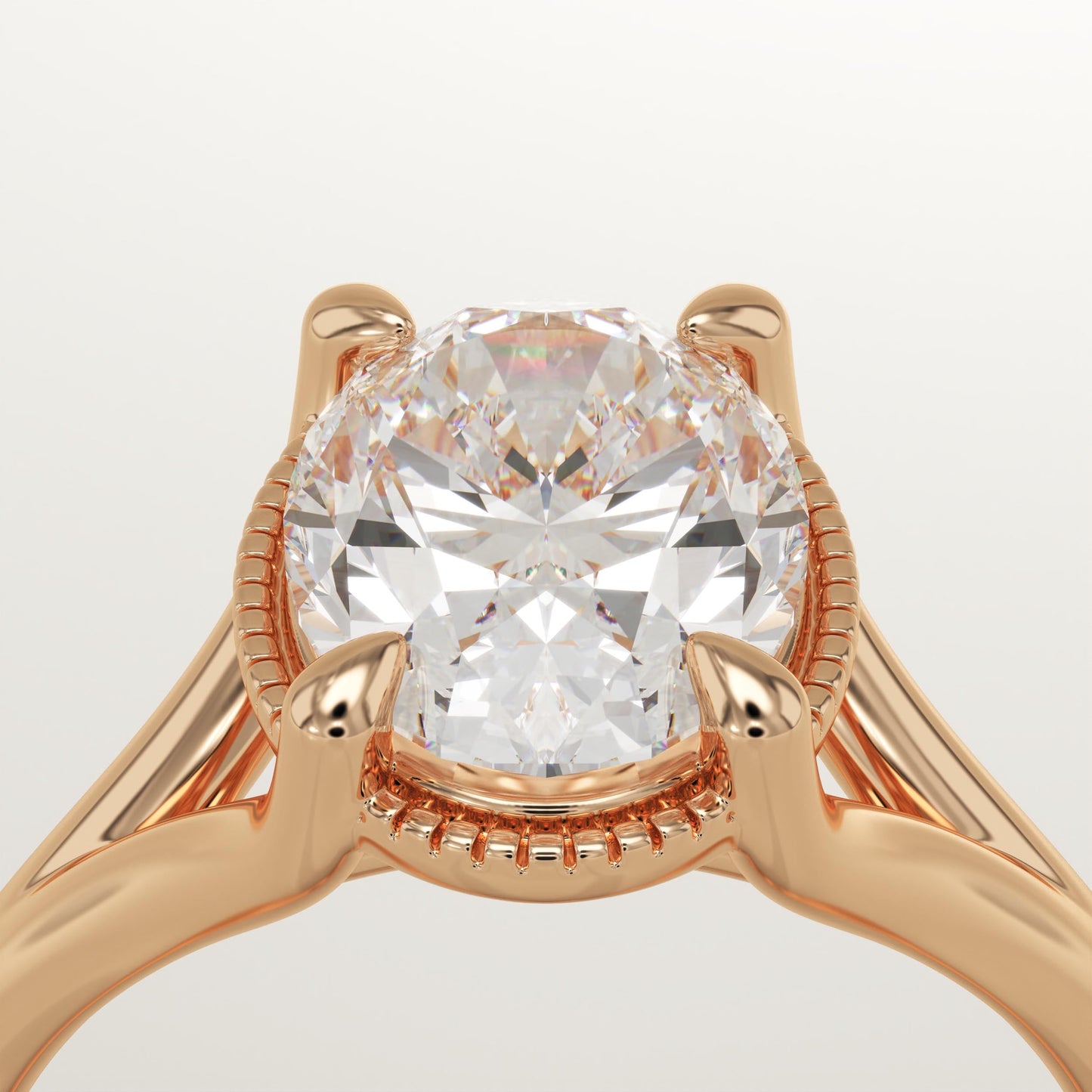 Oval Cut Split Shank Lab-Grown Diamond Engagement Ring