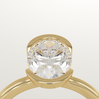 Oval Cut Half Bezel Lab-Grown Diamond Engagement Ring