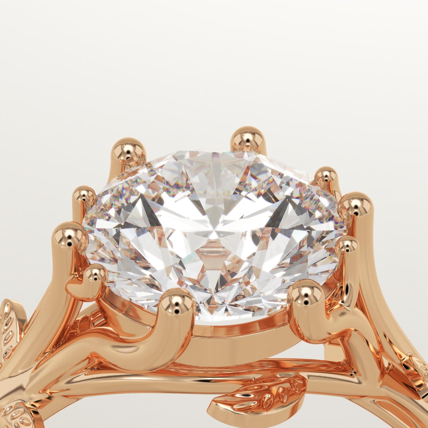 Round Cut Nature Inspired Lab-Grown Diamond Engagement Ring