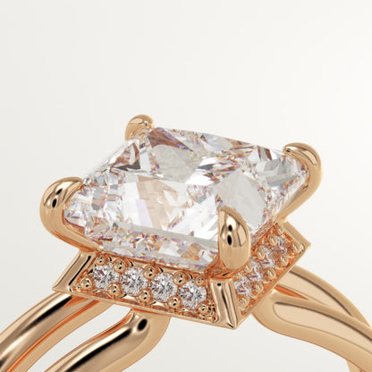 Princess Cut Hidden Halo Lab-Grown Diamond Engagement Ring