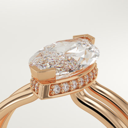 1.75 CT Marquise Cut Double Shank Moissanite Engagement Ring