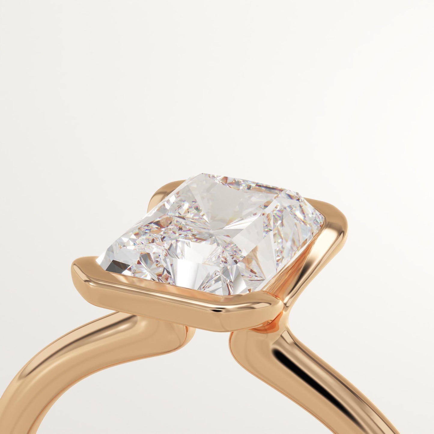 2 CT Radiant Cut Half Bezel Moissanite Engagement Ring