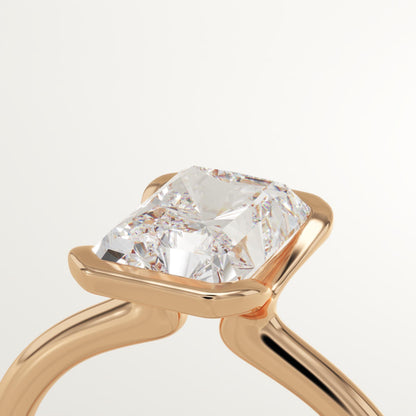 2 CT Radiant Cut Half Bezel Moissanite Engagement Ring