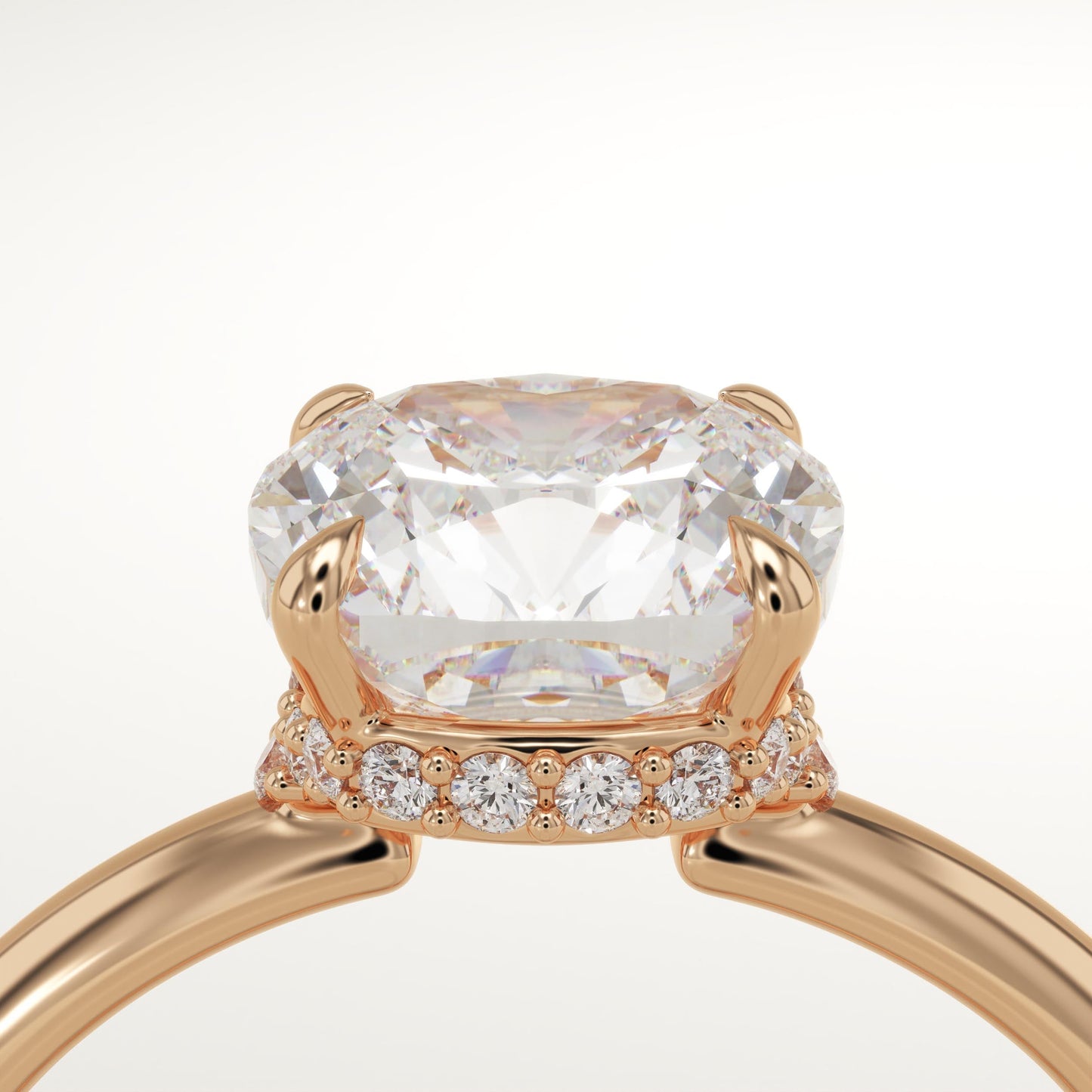 1.75 CT Cushion Cut Hidden Halo Moissanite Engagement Ring