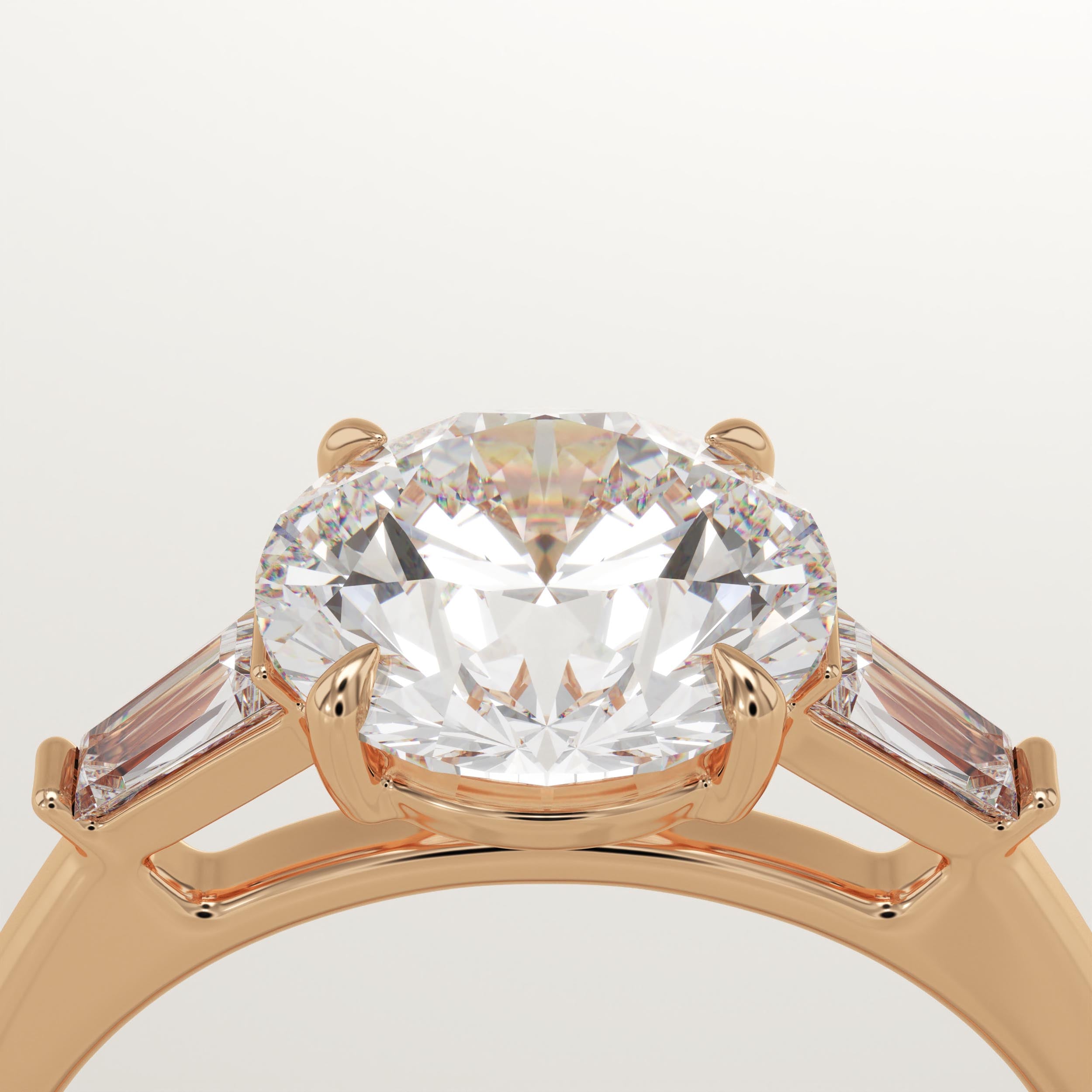 2.0 CT Round Cut Three Stone Lab-Grown Diamond Engagement Ring