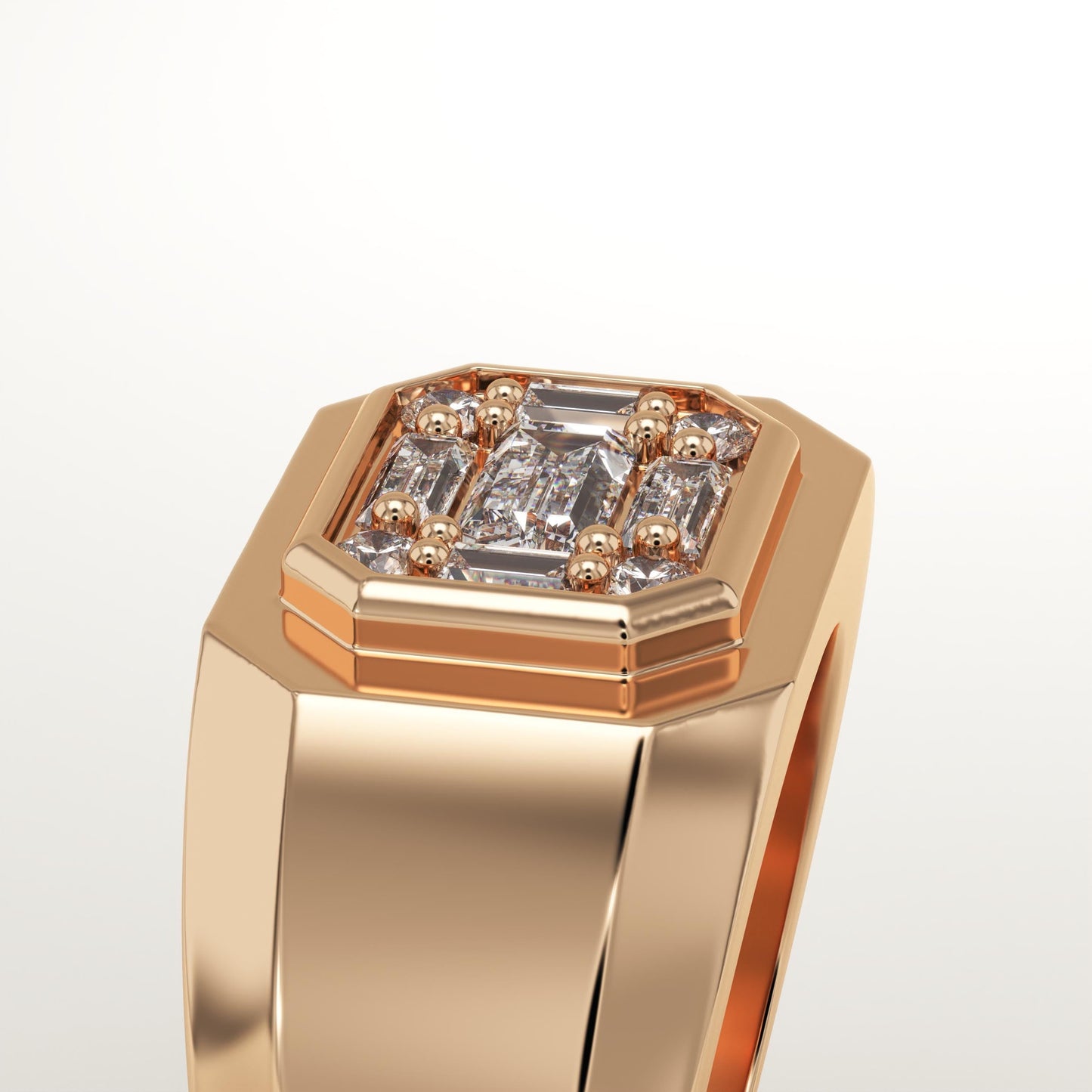 0.46 TCW Round & Baguette Lab-Grown Diamond Multi Stone Wedding Band For Men