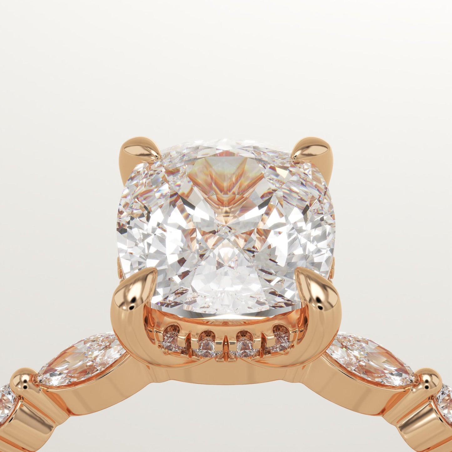Elongated Cushion Cut Pave Lab-Grown Diamond Engagement Ring