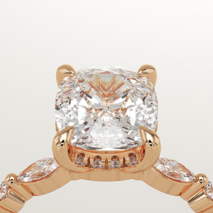 Elongated Cushion Cut Pave Lab-Grown Diamond Engagement Ring
