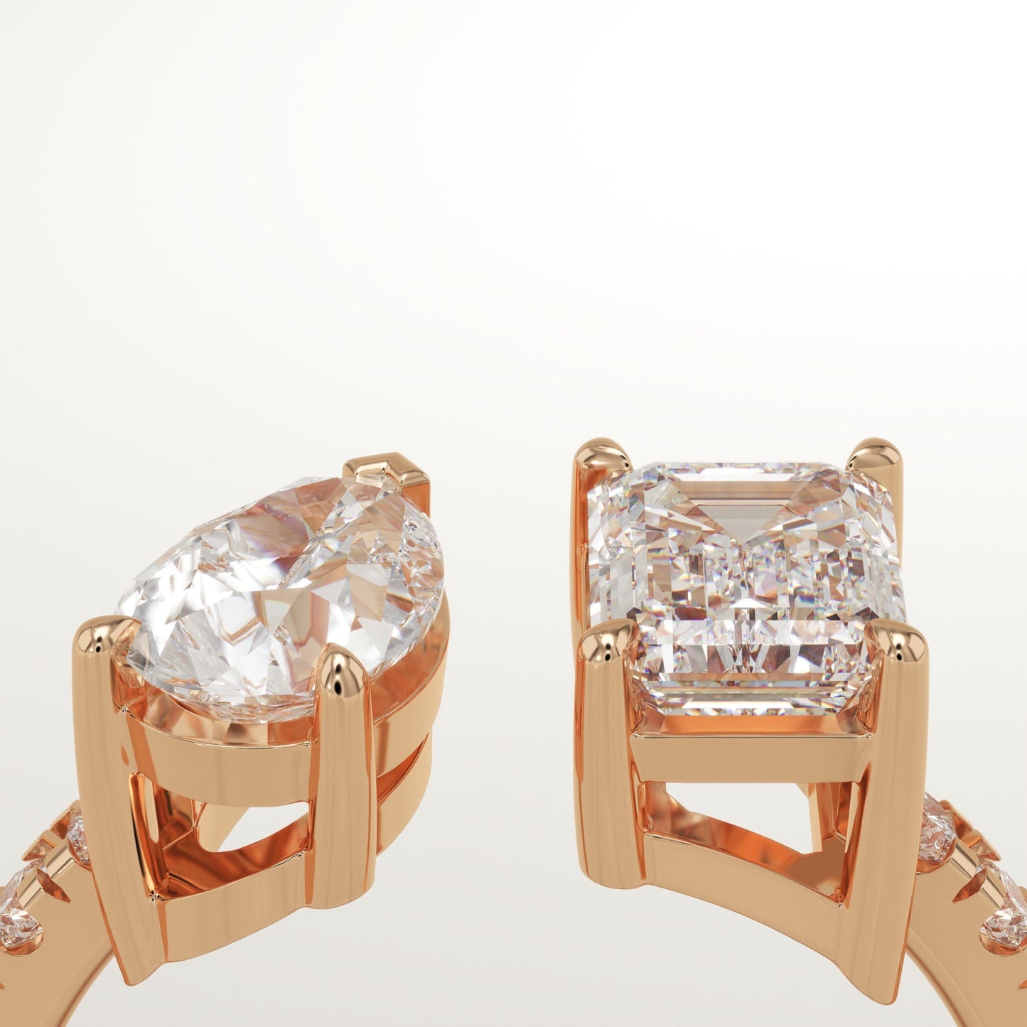 1.75 TCW Pear & Emerald Cut Toi Et Moi Pave Lab-Grown Diamond Engagement Ring