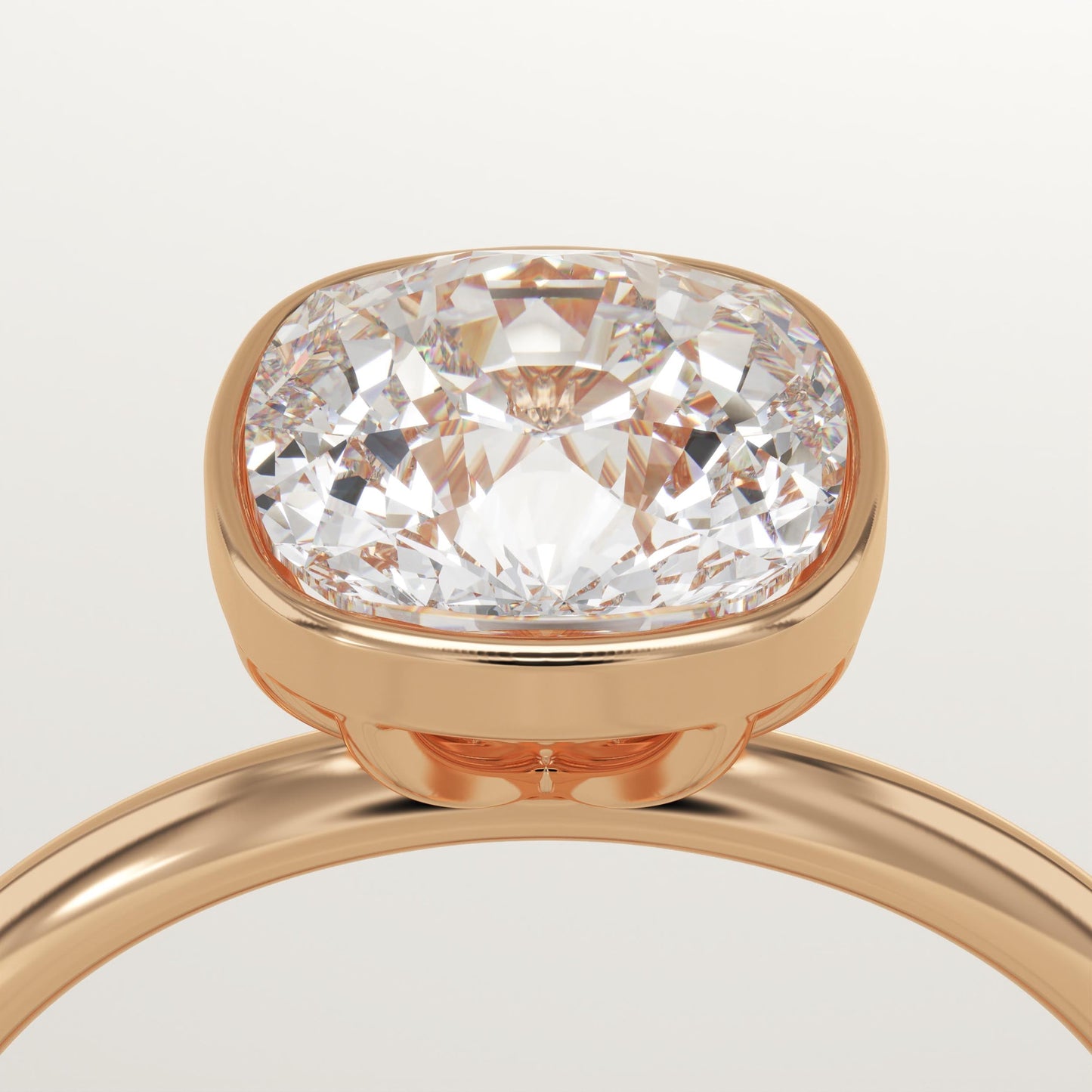 1.5 CT Cushion Cut Solitaire Bezel Moissanite Engagement Ring