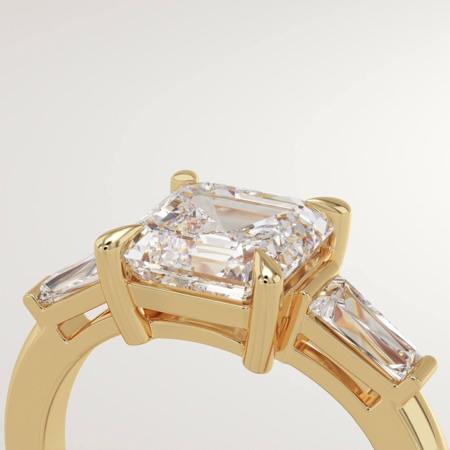Asscher Cut Three Stone Lab-Grown Diamond Engagement Ring