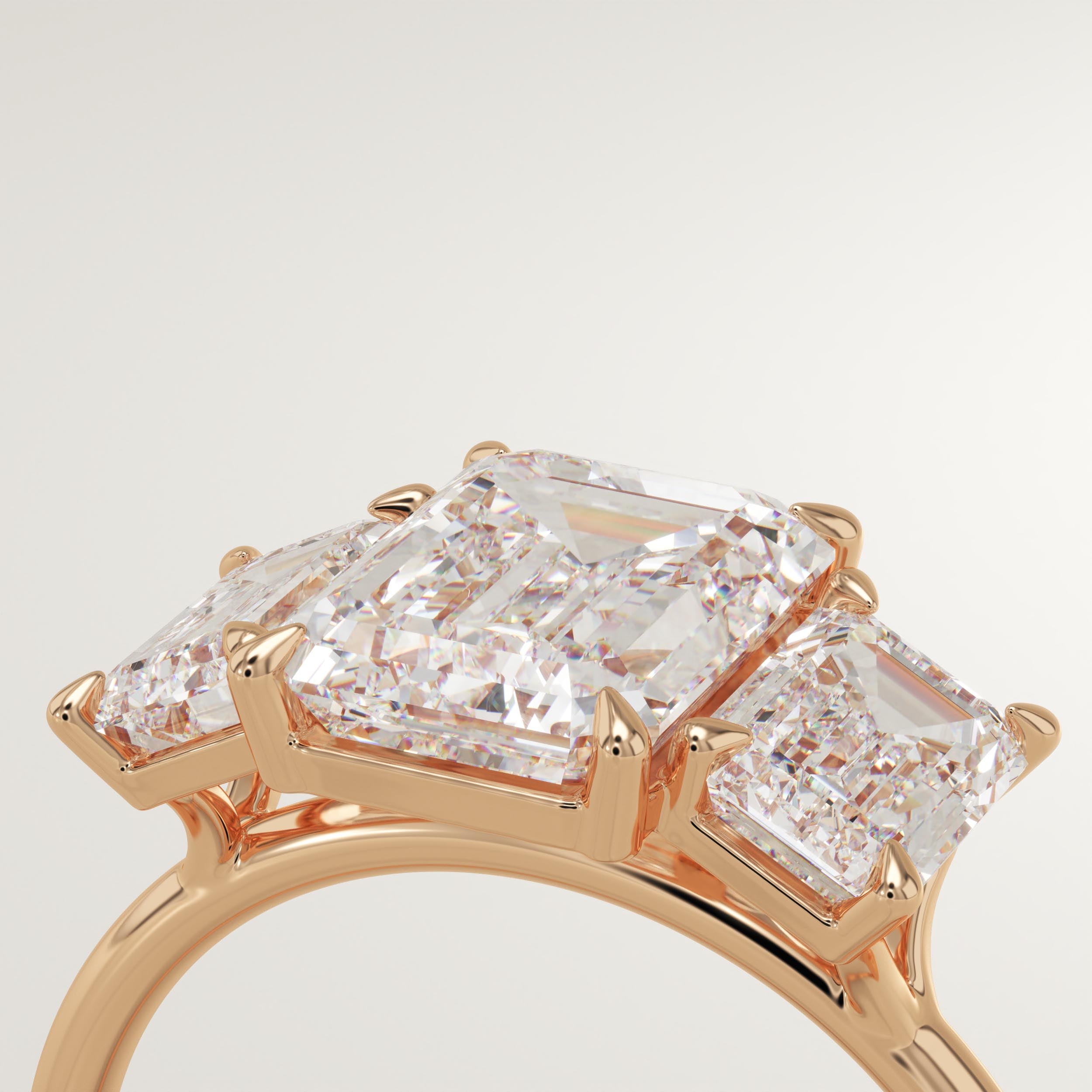 2.0 CT Emerald Cut Three Stone Lab-Grown Diamond Engagement Ring