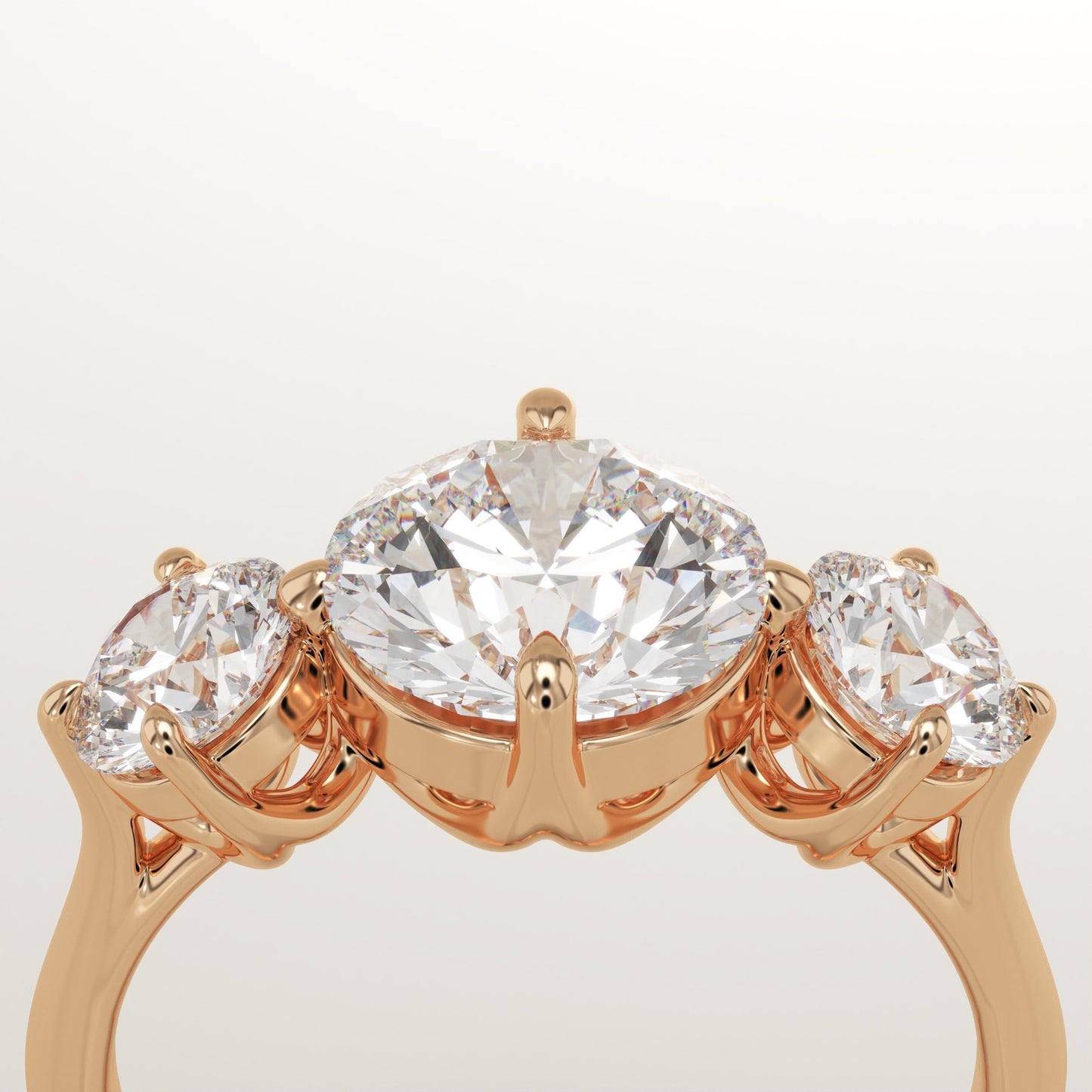 Round Cut Three Stone Lab-Grown Diamond Engagement Ring