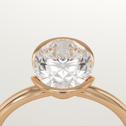 Oval Cut Half Bezel Lab-Grown Diamond Engagement Ring
